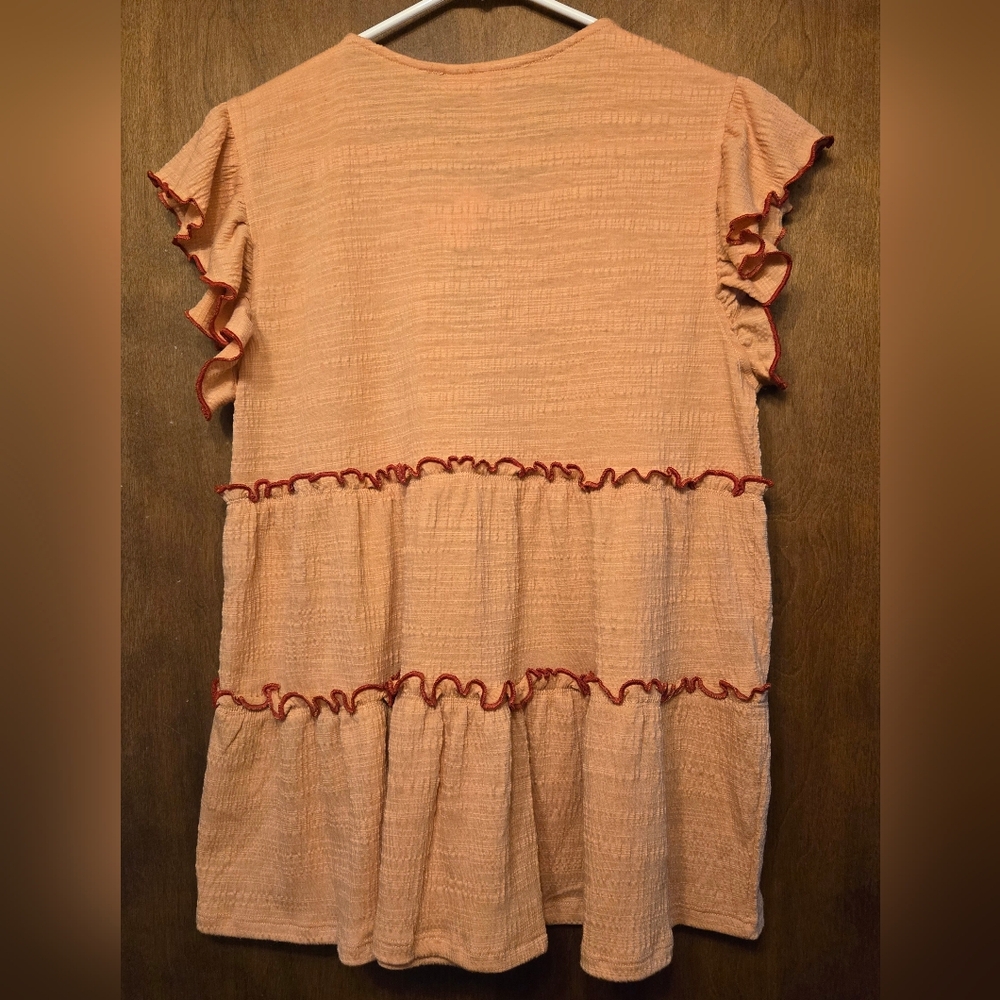 Cato NWT Red Ruffle Top, M - Picture 4 of 5